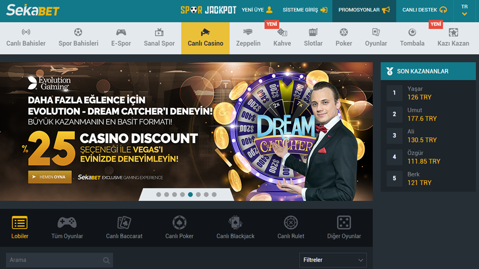 Sekabet canlı casino sitesi